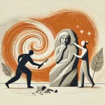 Uma ilustração representando o progresso de empreendedores solos, destacando a importância de agir e aprender, em vez de buscar a perfeição.