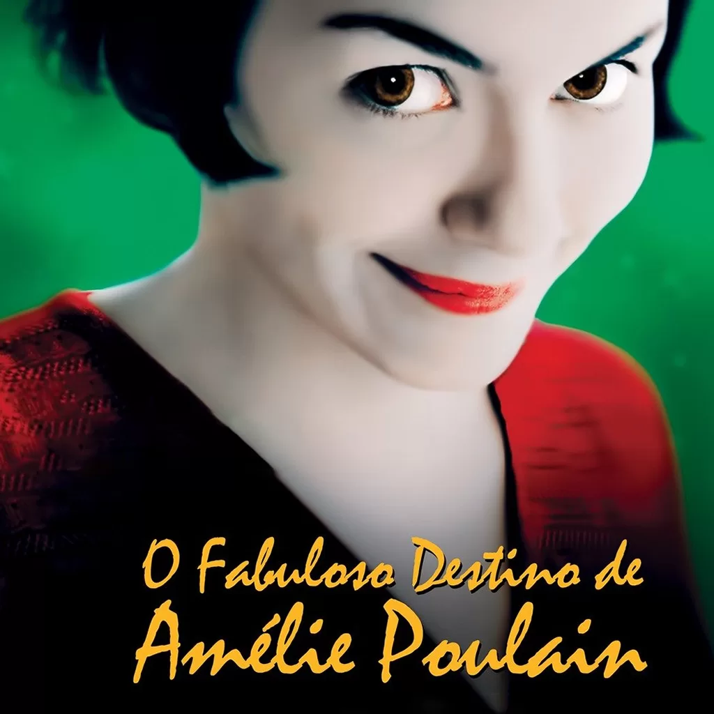 Pôster do filme O Fabuloso Destino de Amélie Poulain com close no rosto da personagem, representando autenticidade e delicadeza no olhar criativo.