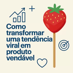 Ilustração de produto artesanal inspirado em tendência das redes, com destaque em vermelho e laranja
