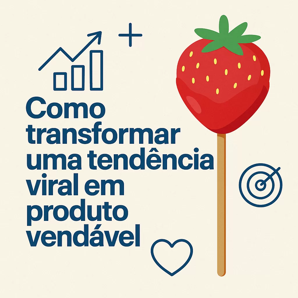 Ilustração de produto artesanal inspirado em tendência das redes, com destaque em vermelho e laranja