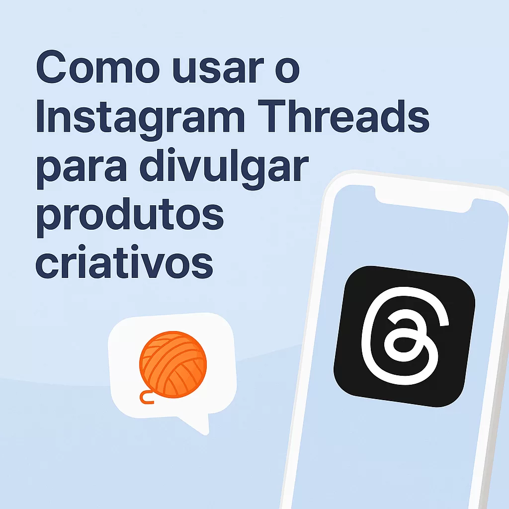 Mulher criativa usando o Threads para divulgar seus produtos