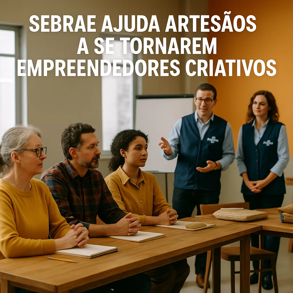 Artesãos recebendo orientação do Sebrae para empreender