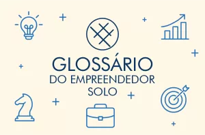 Imagem representando o glossário do empreendedor solo, com ícones de negócios, ideias e estratégia