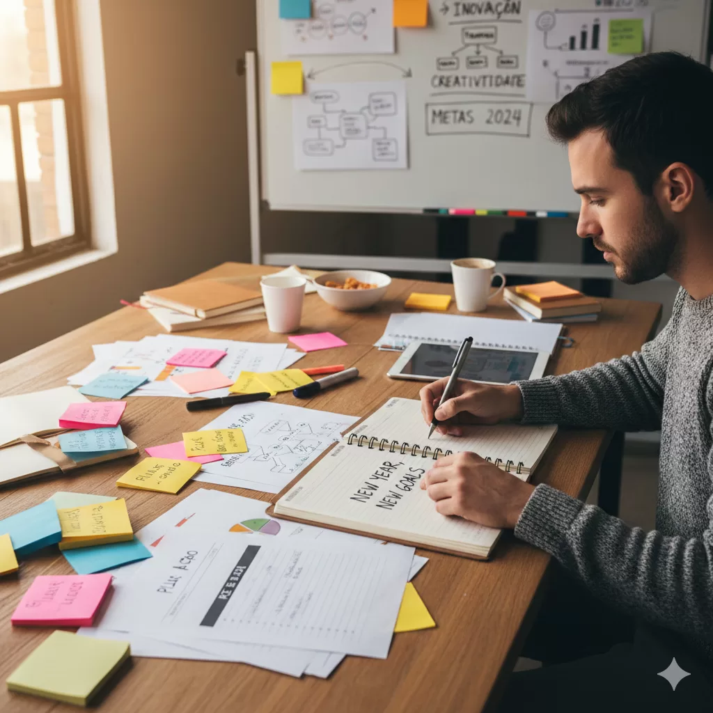 Descubra estratégias para evitar a frustração do 'Ano Novo, Vida Velha' e impulsione seus projetos criativos rumo ao sucesso.