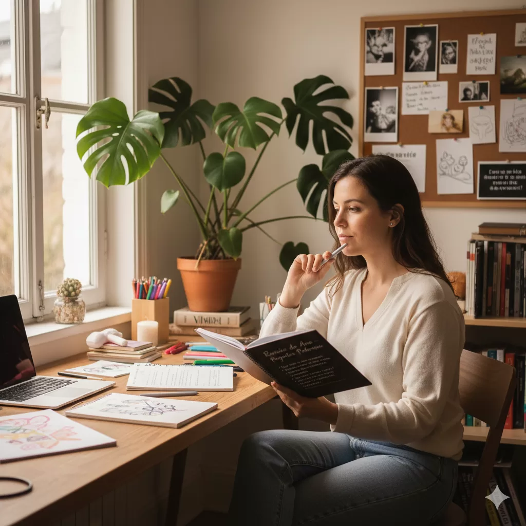 Descubra como revisar seu ano de forma honesta e leve com estas 5 perguntas poderosas, impulsionando seu crescimento no empreendedorismo solo criativo.