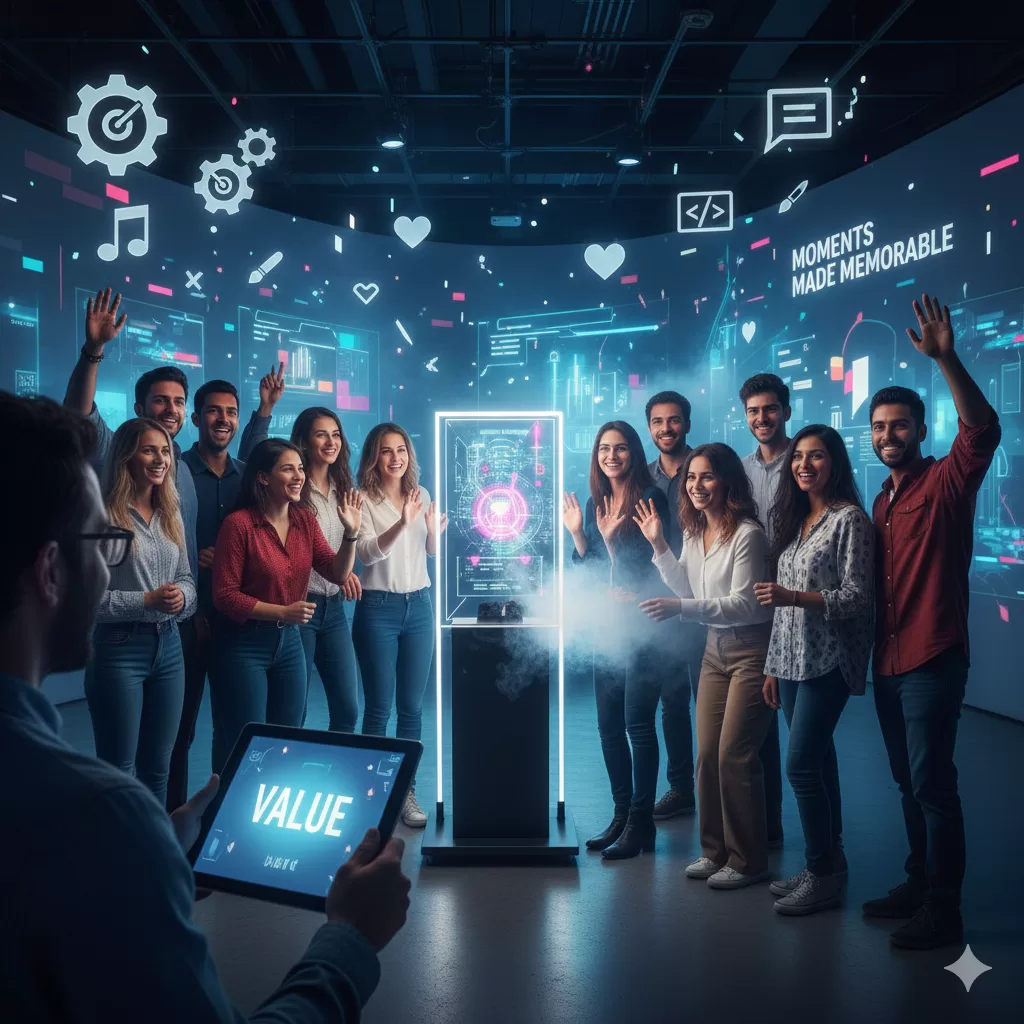 Desvende o segredo de ir 'além do produto' na economia criativa! Esta imagem captura a essência de criar experiências que não apenas vendem, mas encantam e geram conexões duradouras com o público.