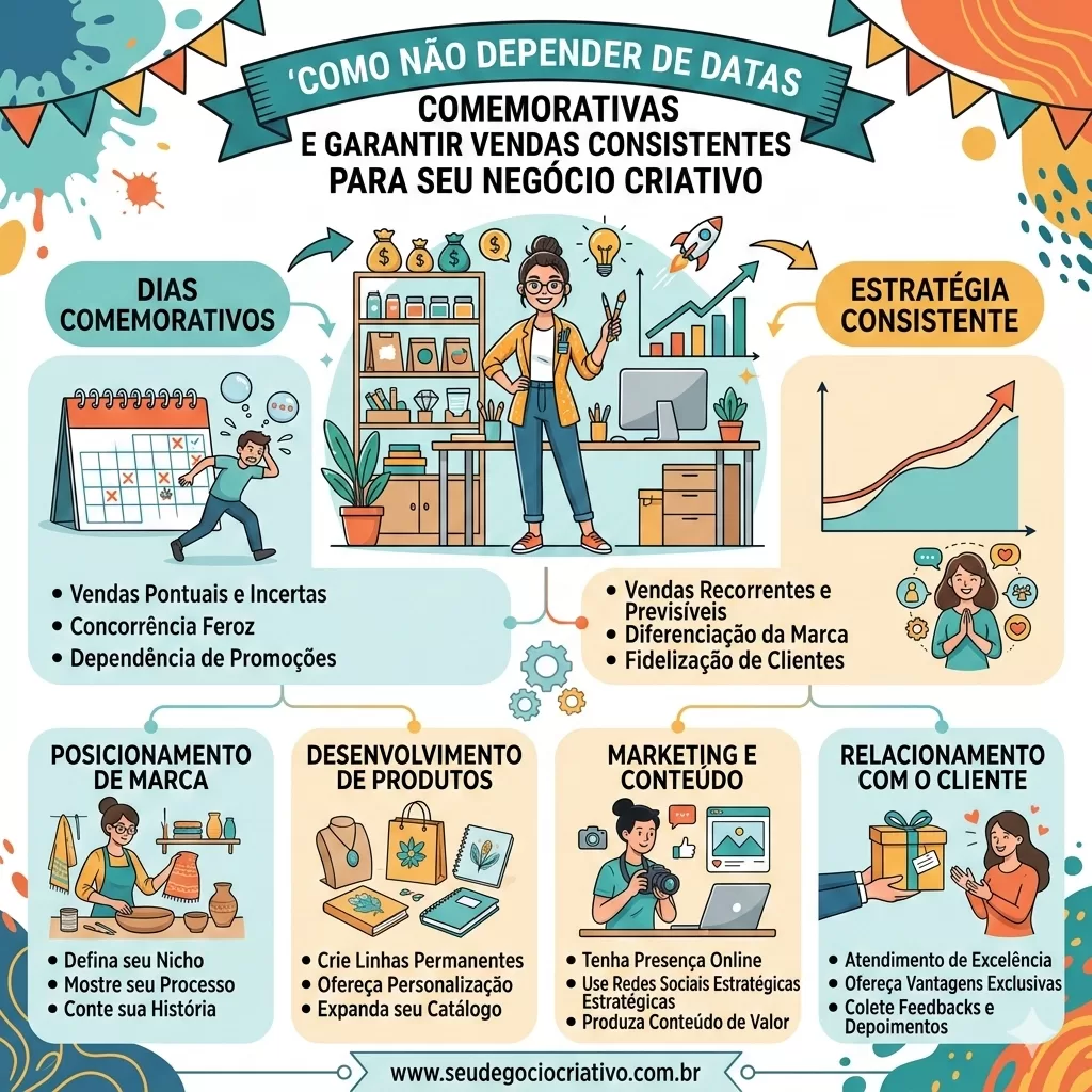 Como Não Depender de Datas Comemorativas e Garantir Vendas Consistentes para seu Negócio Criativo