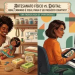 Descubra qual caminho é ideal para você, Artesanato Físico ou Digital. Este guia completo para Artesanato para iniciantes explora prós, contras e como começar seu negócio criativo.