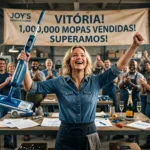 A jornada da empreendedora é um caminho de resiliência e vitória. Esta imagem capta a essência da superação e do triunfo, refletindo a inspiradora história real de 'Joy', uma mulher que transformou falhas em degraus para o sucesso.
