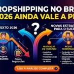 Representação visual do futuro do dropshipping no Brasil em 2026, com elementos de tecnologia, e-commerce e logística, simbolizando um mercado em evolução e as oportunidades para empreendedores digitais brasileiros.